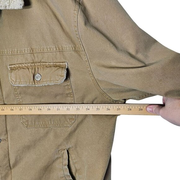 GAP Vintage 2002 XXL Sherpa-Lined Tan Canvas Jacket Button Closure Pockets Barn - Picture 8 of 15